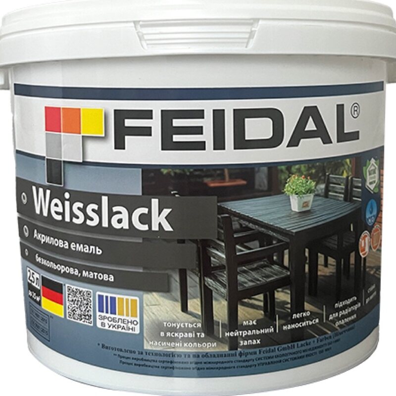 Feidal Weisslack акрилова шовковисто-глянцева емаль  2,5л